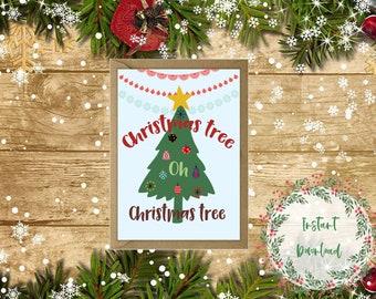 Printable Christmas Tree Oh Christmas Tree Holiday Card - Instant Christmas Download - Downloadable Christmas Card