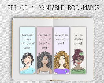 Digital Funny Bookworm Bookmarks - Printable