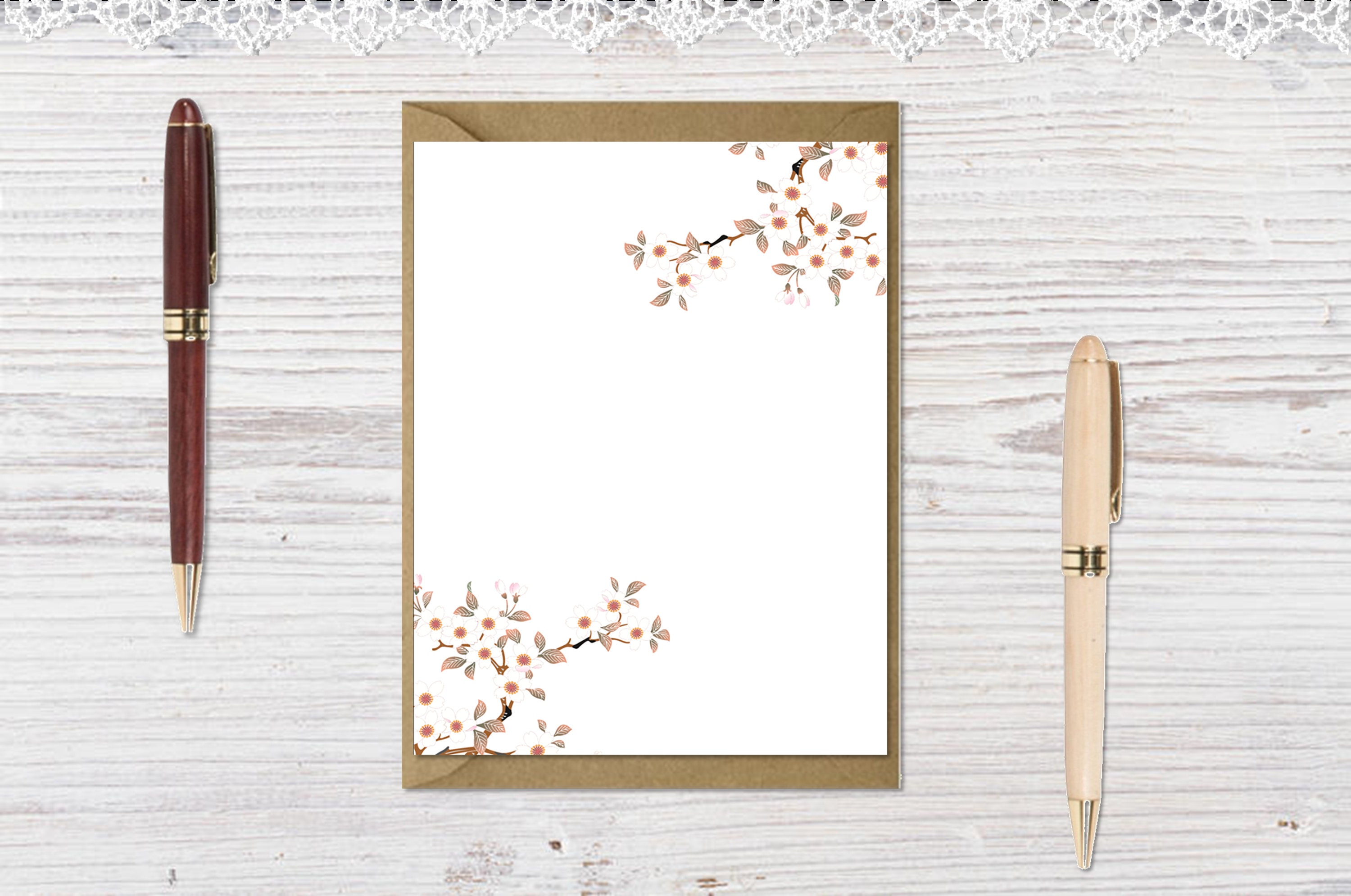 Japanese Stationery Cherry Blossom Note Cards Floral Cards Etsy