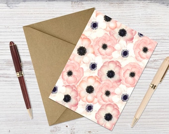 Floral Digital Note Card Download gift for her, Printable Stationery