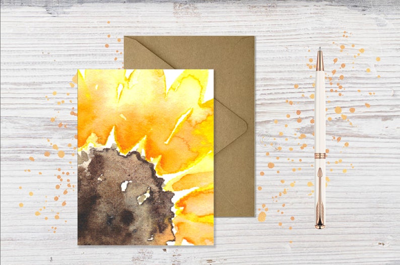 Printable Blank Sunflower Note cards Blank Floral Card Set Blank Cards image 4