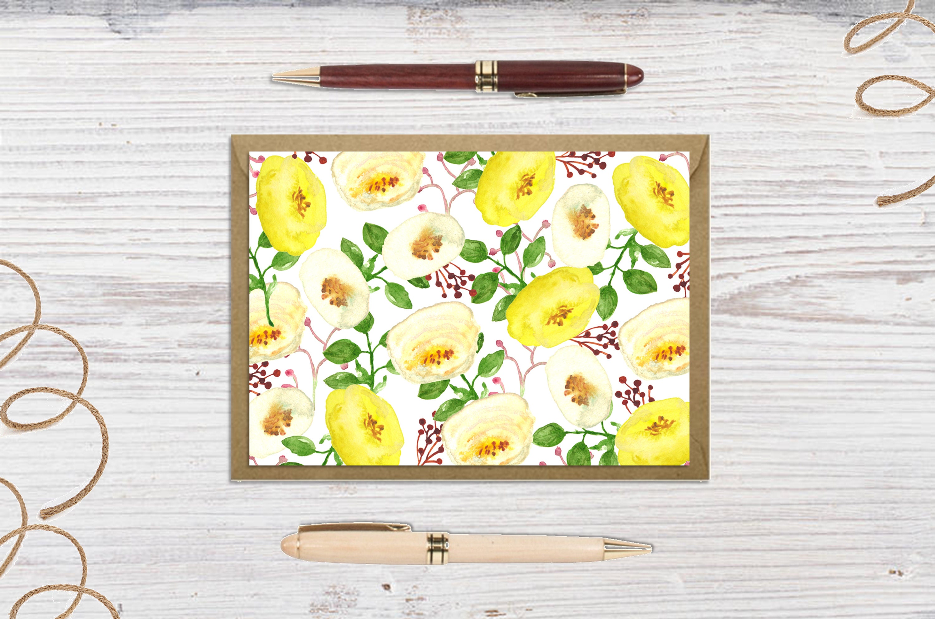 Printable Note Cards With Yellow Rose Downloadable Note Cards Print