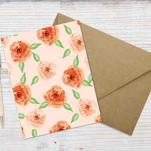 Rose Note Cards, Digital Floral Note Cards, Floral Stationery Cards