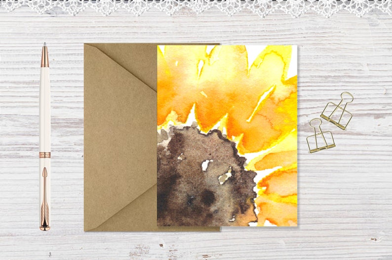 Printable Blank Sunflower Note Cards Blank Floral Card Set Blank Cards ...
