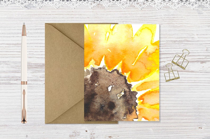 Printable Blank Sunflower Note cards Blank Floral Card Set Blank Cards image 6