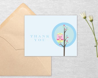 Printable Owl Thank You Card