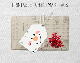 Printable Snowman and Snowflake Christmas Present Gift Tags