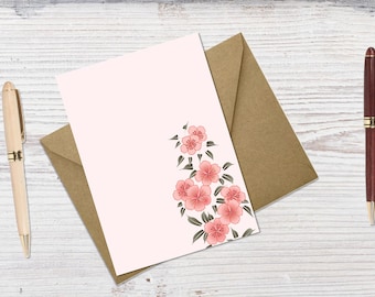 Cherry Blossom Note Card, Digital Card, Gift for her