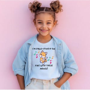 Cute Kids Music Tee - I'm Paws-itively on Fire with These Moves! Perfect for Dance and Music Lovers, Gifts for Kids, Birthday Parties, Dance
