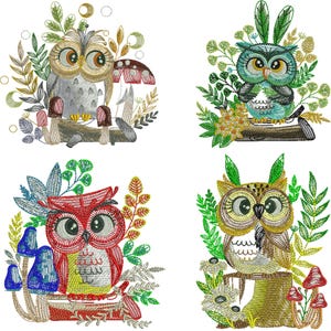 Owl Embroidery Design, Majestic Owl Embroidery Design, Floral Owl Embroidery, Bird Embroidery, Owl Design, Machine embroidery design