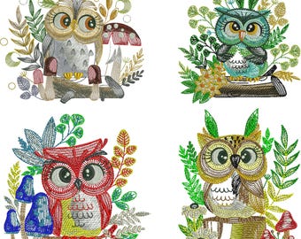 Owl Embroidery Design, Majestic Owl Embroidery Design, Floral Owl Embroidery, Bird Embroidery, Owl Design, Machine embroidery design