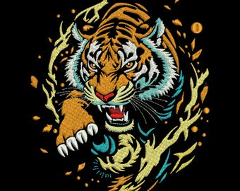 Tiger Stickerei design, Majestic Bengal Tiger Stickerei, Raubkatzen Stickerei, Tiger Gesicht Stickerei, Maschinenstickerei