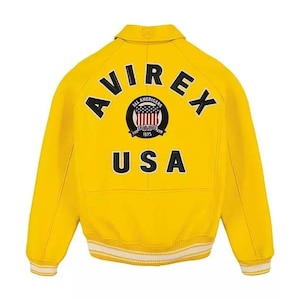 Blouson Icon édition AVIREX USABlouson aviateur jaune Blouson aviateur pour homme Blouson en cuir original pour lui Cadeau pour lui