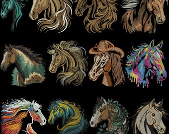 Horse embroidery designs, Floral Horse Head embroidery, Cute Horse embroidery, Horse Face embroidery, Animal Embroidery, Machine embroidery