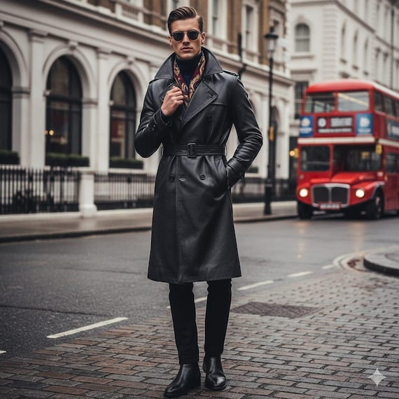 Men's Black Leather Full-length Coat  Long Trench Overcoat | Classic  Gothic Duster Jacket | Vintage Matrix Style Winter Outerwear - Etsy Israel