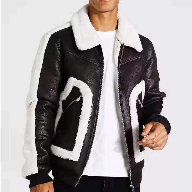 工場直送デザイン 新着 シアリングフェイクファーレザージャケット