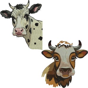 Cow embroidery design, Highland Cow Embroidery, Farm Animal Embroidery, Cow Face Design, Baby Highland Cow, Machine embroidery design