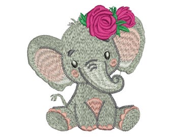 Elephant embroidery design, Baby Elephant Embroidery, Cute Elephant embroidery, Baby and Elephant Motif, Elephant Design, Machine embroidery