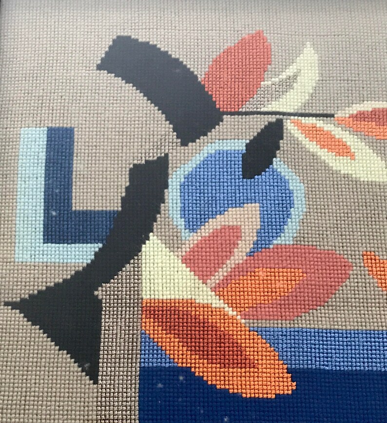 Mid Century Needlepoint Abstract Art Etsy