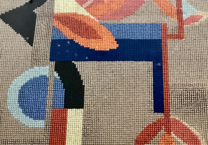 Mid Century Needlepoint Abstract Art Etsy