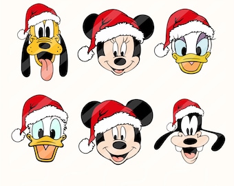 Paquete SVG navideño de Mickey y sus amigos, viaje familiar de Navidad (png, svg, dxf, jpg)