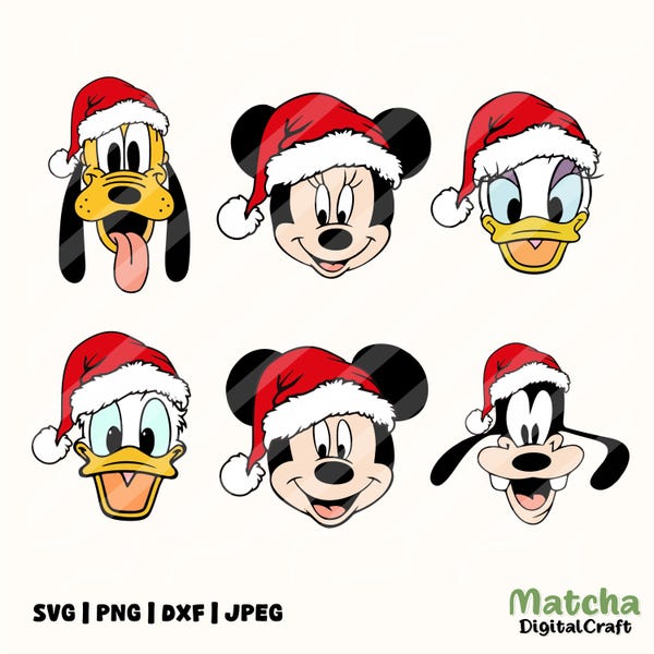 Mickey and Friends Christmas SVG Bundle, Family Xmas Trip (png, svg, dxf, jpg)
