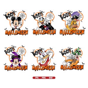 Halloween Mouse And Friends Svg Bundle, Trick Or Treat Svg, Spooky Vibes Svg, Halloween Family Trip Svg, Halloween Svg