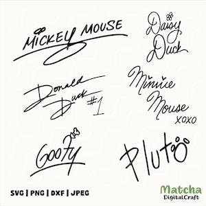 Paquete SVG de firmas de Mickey y sus amigos: Cricut, archivo de corte de vinilo (descarga digital)
