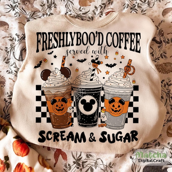 Halloween Mickey & Friends Coffee PNG: Spooky Fall Shirt Design (Digital Download)