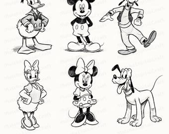 Paquete PNG de Mickey y sus amigos: Diseños imprimibles de vacaciones familiares (descarga instantánea)