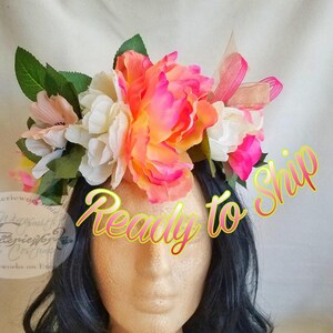 Spring Flower Headpiece Fairy Crown Faery Queen Cosplay Halloween Costume Fair Festival