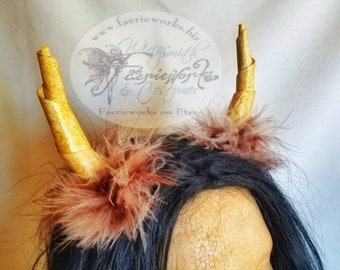 HORNS Fuzzy Furry Clip On Lightweight Horns For Cosplay Halloween Dress up LARP Dance Costume