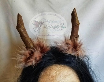 HORNS Fuzzy Furry Clip On Lightweight Horns For Cosplay Halloween Dress up LARP Dance Costume