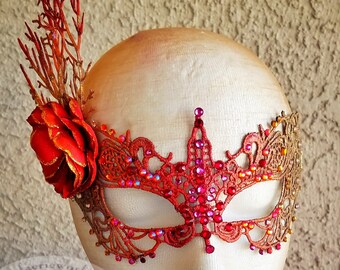 Masquerade Mask Lace Embroidered Filigree Soft Flexible Breathable Comfortable No Tie Mask Halloween Ball Costume Fair Festival Faerieworks