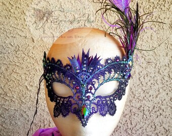 Masquerade Mask Lace Embroidered Filigree Soft Flexible Breathable Comfortable No Tie Mask Halloween Ball Costume Fair Festival Faerieworks