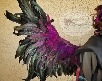 Black and Purple Raven Feather Wings Real Feathers Custom Made