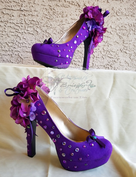 Purple platform pumps hotsell