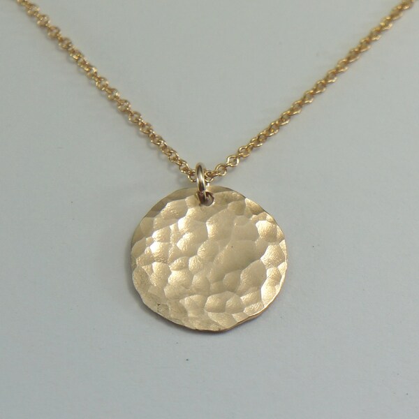 Gold Hammered Disc Necklace, Layered Necklace, Free US Shipping