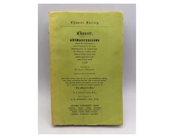 Chaucer Animaduersions 1598 Francis Thynne Oxford 1928 Impression Animadversions