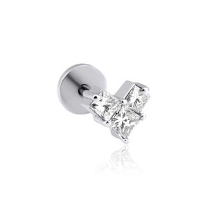 Princess Cut Diamond Cartilage Piercing | 8k 14k 18k Gold | Natural & Lab-Grown Diamond Stud | Helix Tragus Earring | AlainaJewelryUSA