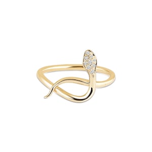 14k Gold Diamond Serpent Ring, Serpent Ring, Gold Serpent Ring, Diamond Snake Ring, Gold Snake Ring, Serpent Cuff Ring, Mother's Day Gift