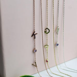 14k Gold Buchstabe Symbol Kette Edelstein Halskette, Initial Halskette, Buchstabe Halskette, Benutzerdefinierte Halskette, personalisierter Schmuck, Muttertagsgeschenk