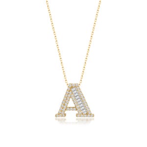 14k Gold Diamant Buchstabe Halskette, Gold Buchstabe Halskette, Eine ursprüngliche Halskette, Eine Buchstabe Halskette, Namen Halskette, Geschenk für sie