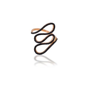14k Gold Schwarzer Diamant Spiralring, Diamant-Nagel-Ring, Diamant-Spiralring, Gold-Stacking-Ring, Geometrischer Ring, Open Coil Ring, Geburtstagsgeschenk