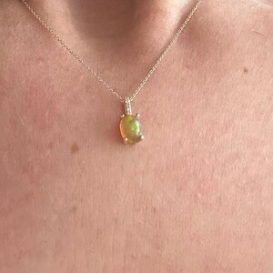 14k Gold Diamond Oval Cut Opal Necklace, Oval Cut Opal Necklace, Geometric Necklace, White Opal Necklace, Handmade Necklace, Birthday Gift