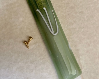 Green & White glass Mezuzah, modern and clean design, Mezuzot , Jewish wedding gift, Housewarming gift, Office gift, mezuzah with scroll.