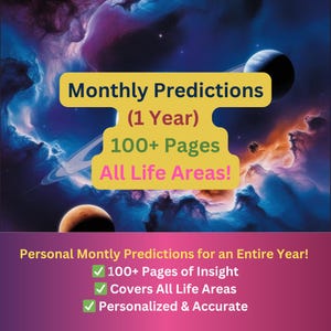 Informe astrológico mensual de 1 año / Pronóstico del zodíaco personalizado de más de 100 páginas, predicciones de amor, carrera, dinero y salud / Carta natal personalizada