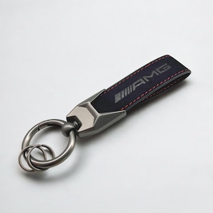Mercedes Benz AMG Key Ring, Black & Red Stitching, Car Key Accessories, AMG Keyring, Car Lover Gift, Automotive Keyring