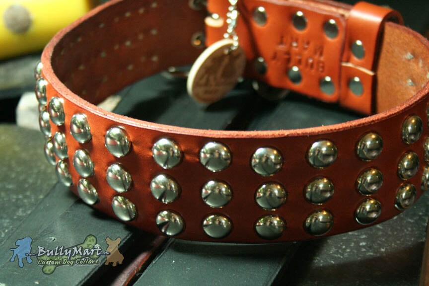 Custom Leather Dog Collars 2.5 wide STUDDED Leather
