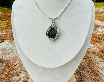 Sterling Silber und 3.4 Gramm Moldavit und Herkimer Diamant Anhänger